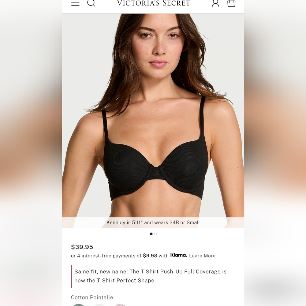 Victoria's Secret T Shirt Push Up Bra
